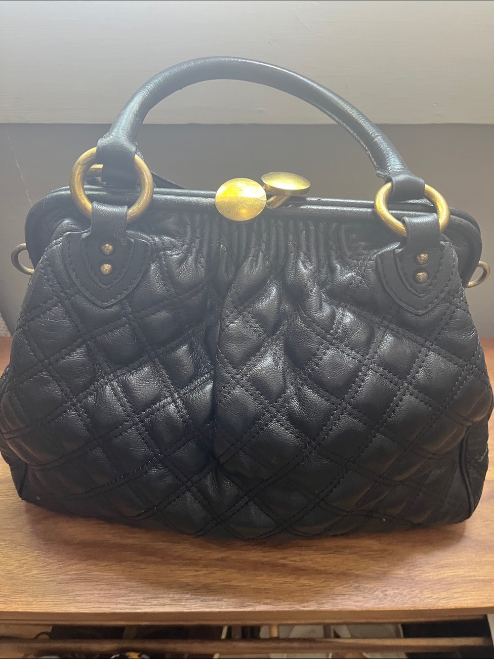 Vintage Marc Jacobs Black Quilted Stan original Leather Top-Handle Bag